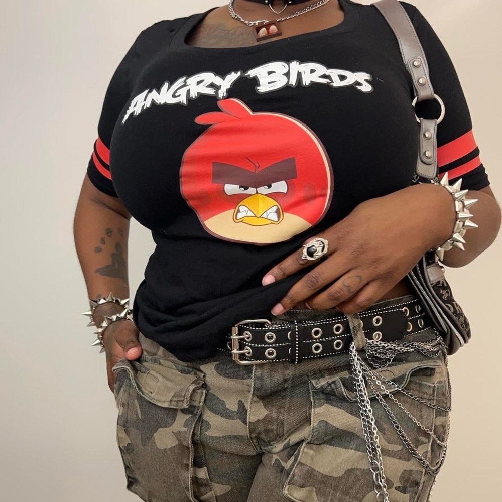 Angry Birds Red and Black Graphic Tee